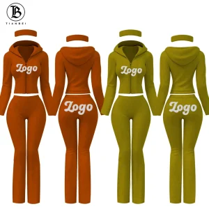 2025 Fall Winter Hoodies Jacket and Flared Pants Clothing Manufacturers Y2k Clothing Loungewear Women Rhinestone 2 Piece Set
