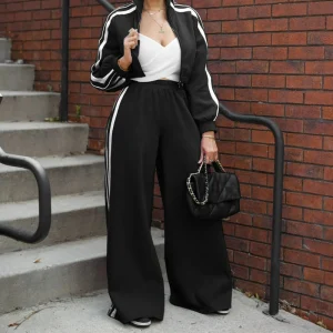 2025 New Autumn Loungewear Suit Crop Gym Sport Workout Women's Tracksuit 2 Two Piece Casual Coords Jogging Set for Women